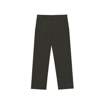 A pair of white chino pants on a plain background