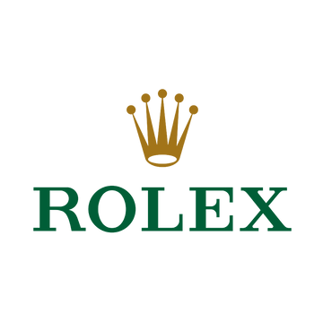 Rolex logo with green text and gold crown on white background