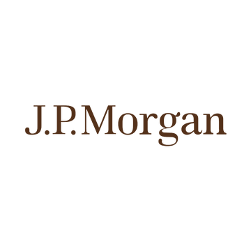 J.P. Morgan logo with brown text on a white background