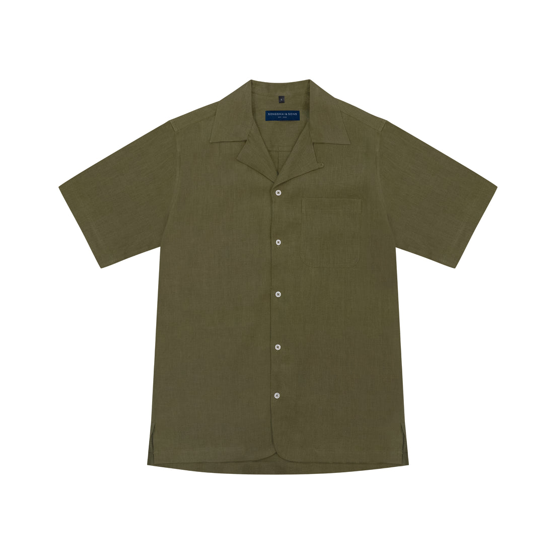 Green short-sleeve shirt on a white background