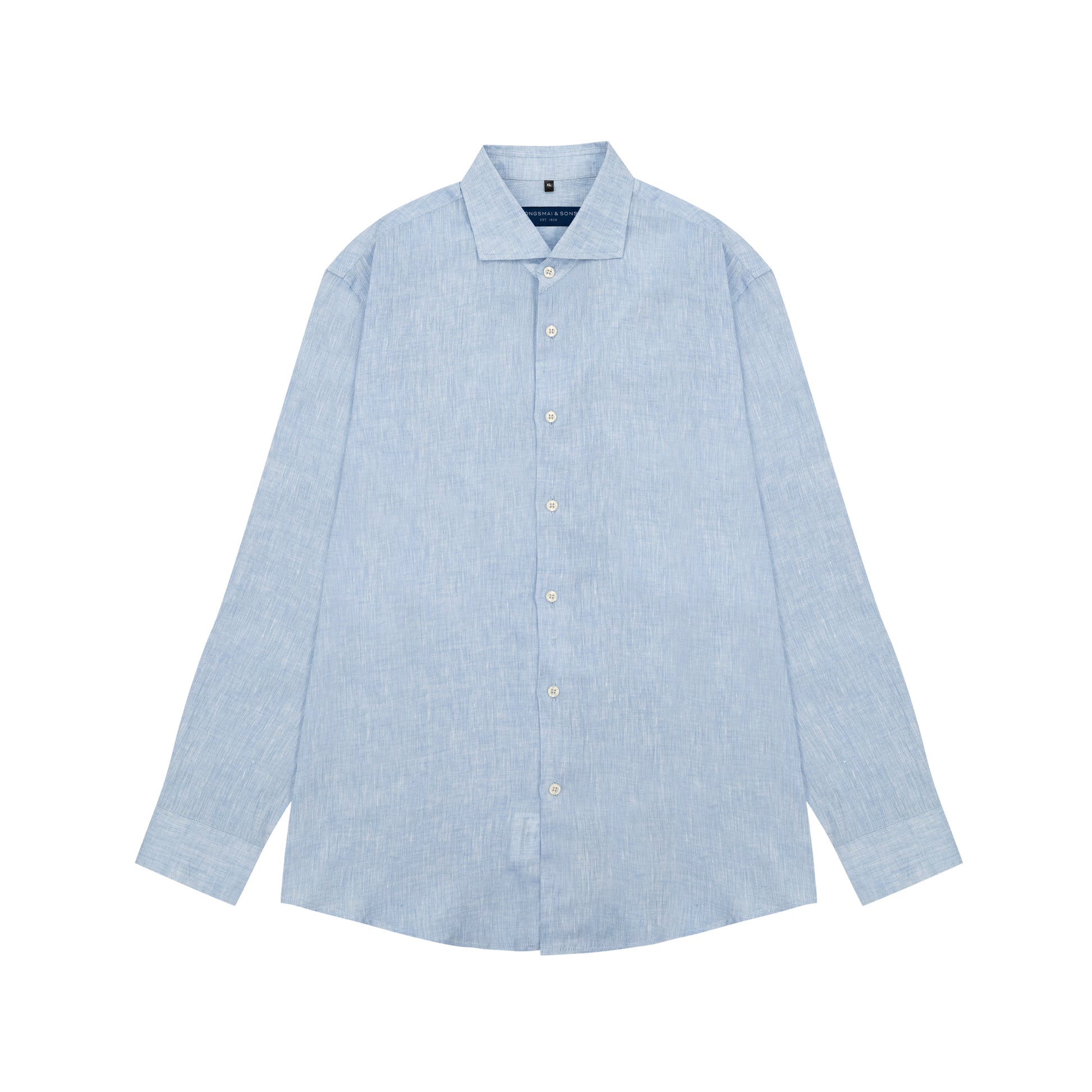 Light blue checkered shirt on a white background