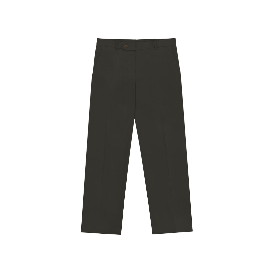 A pair of white chino pants on a plain background