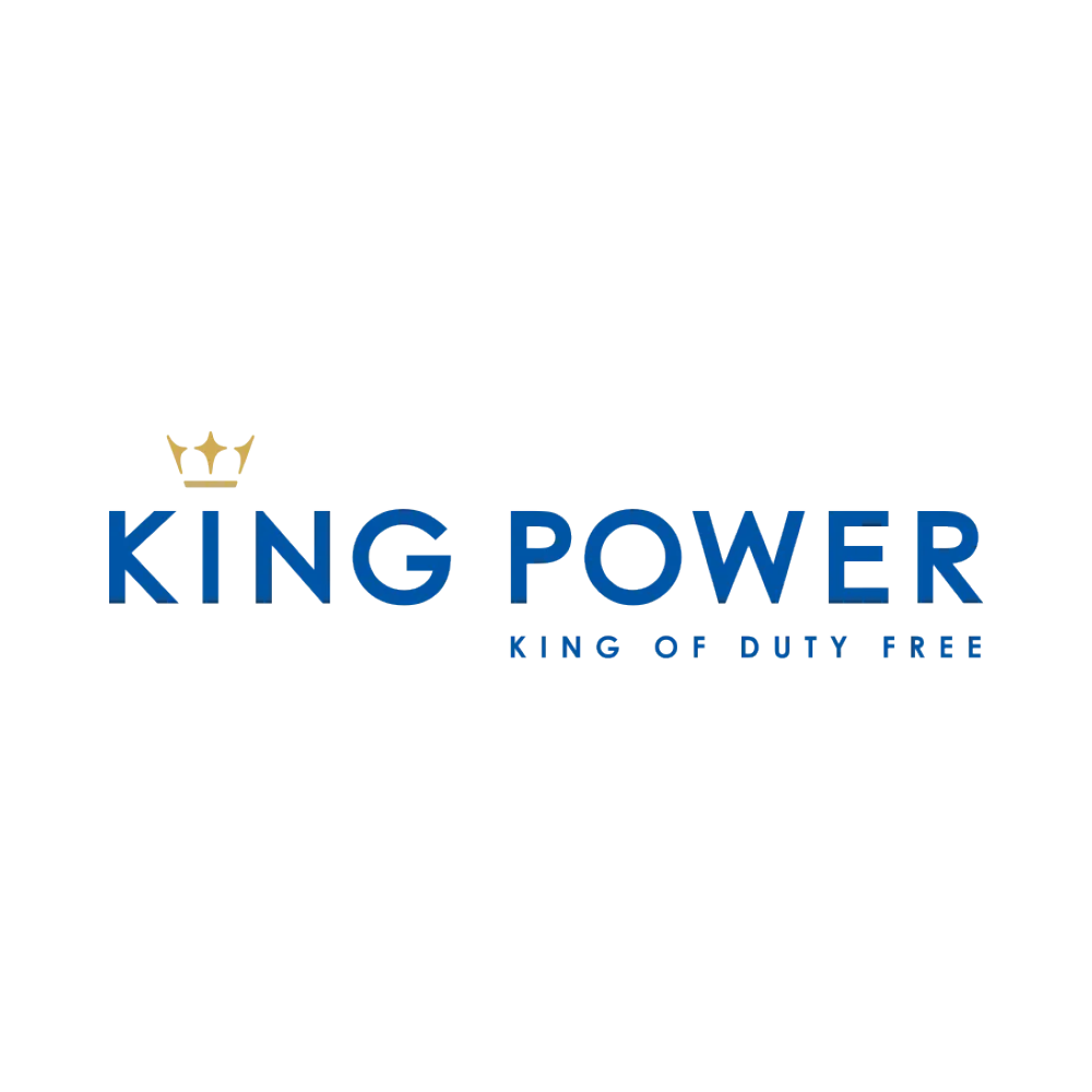 Logo with 'KING POWER' text and crown symbol on white background