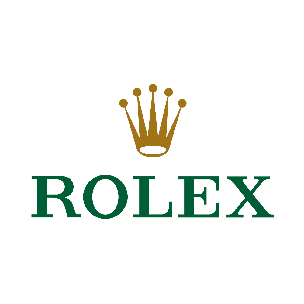 Rolex logo with green text and gold crown on white background