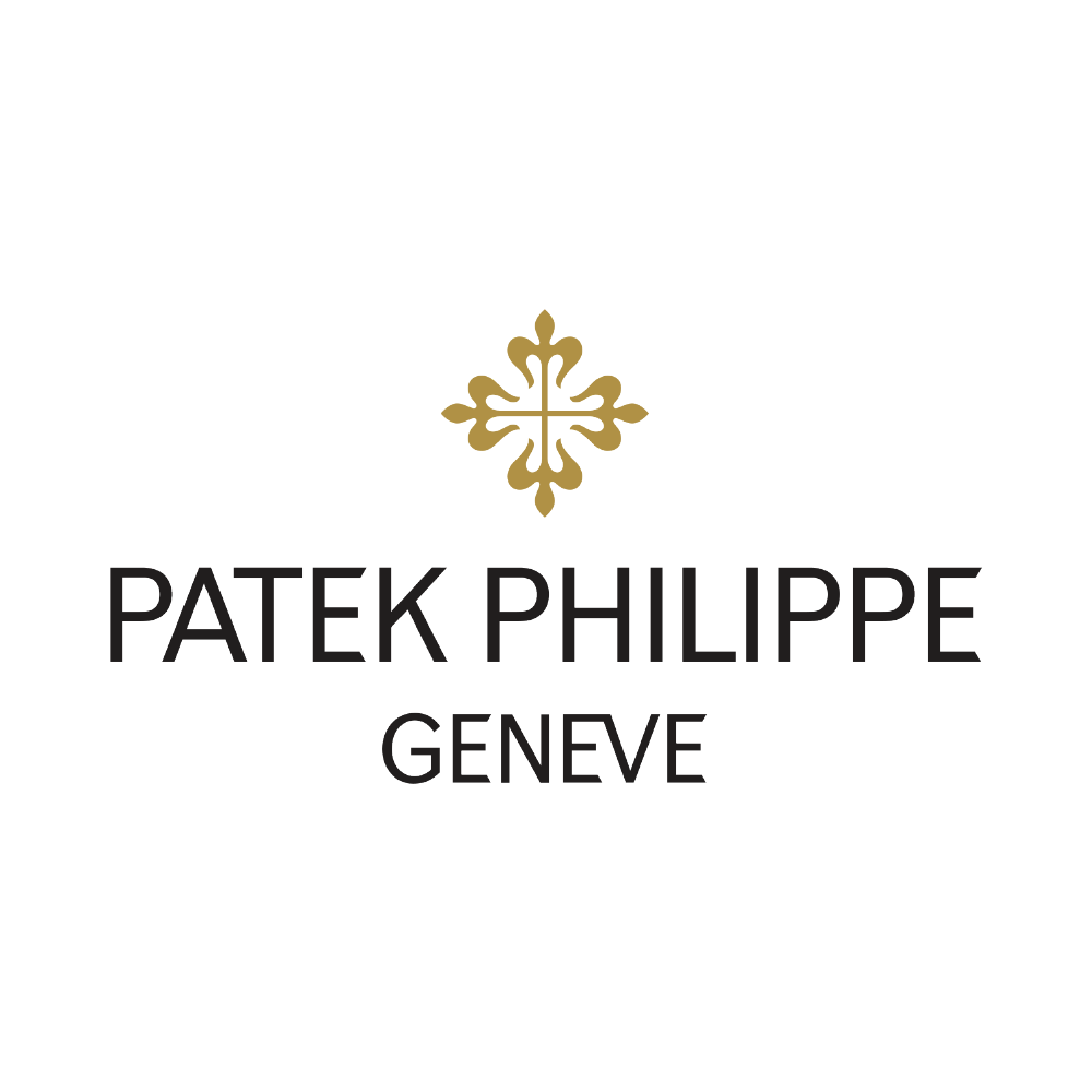 Luxury brand logo with gold emblem and black text on white background