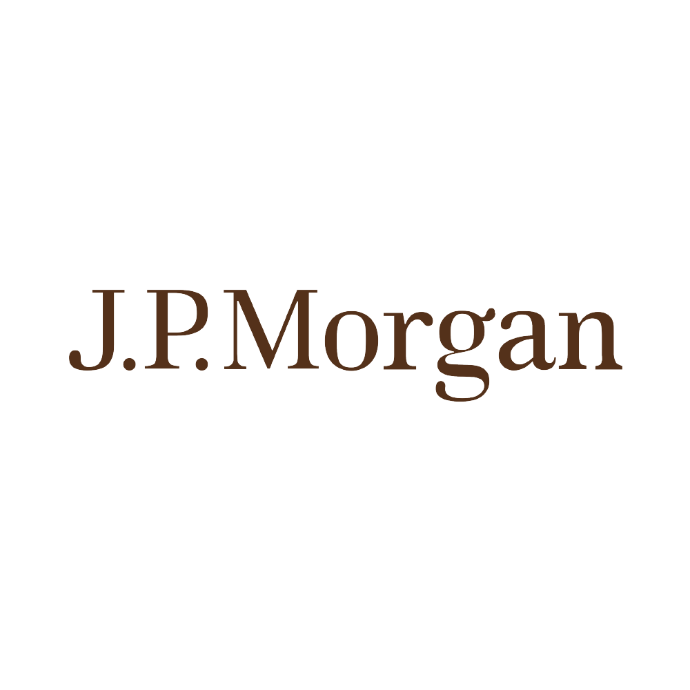J.P. Morgan logo with brown text on a white background
